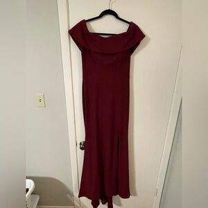 BHLDN Off-Shoulder Wine Bridesmaid or Wedding Guest Gown